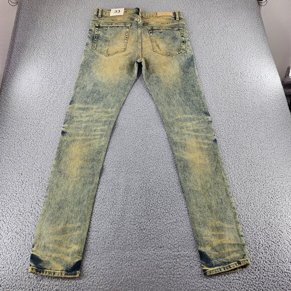 mnml Jeans Mens 33 Blue X146 Stretch Denim Distressed Slim Fit - Picture 12 of 16